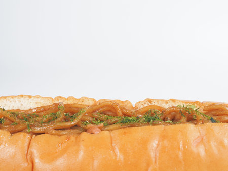Yakisoba Pan Japanese Traditional Noodle Sandwichの写真素材