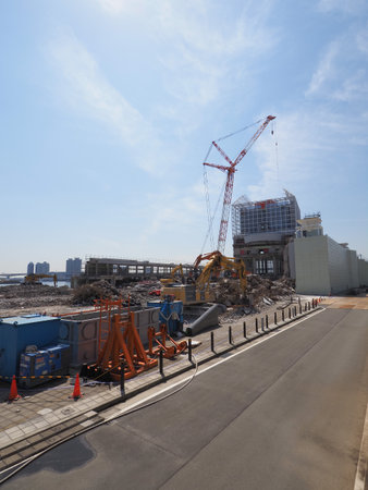 Tokyo Harumi wharf Demolition workの写真素材