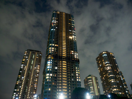 Tokyo Tower Mansion apartment night viewの写真素材