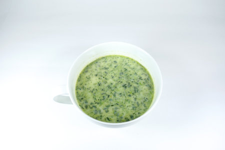 Spinach soup, close upの写真素材