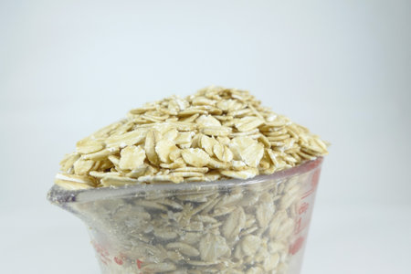 1cup of oatmeal, close upの写真素材