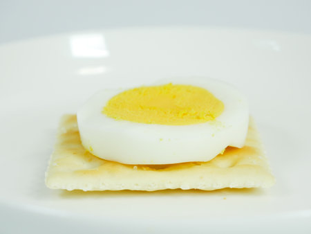 Cracker with boiled eggの写真素材
