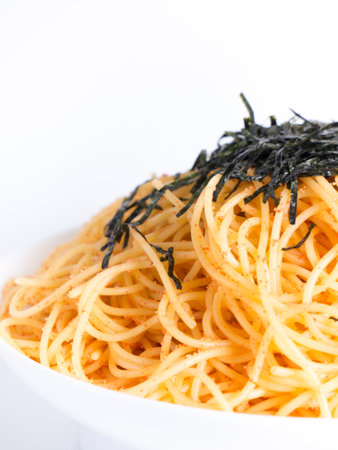 Japanese Cod roe spaghetti pastaの写真素材