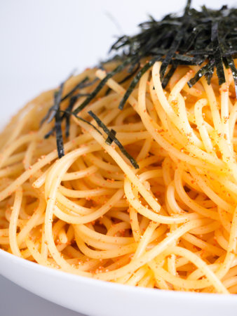 Japanese Cod roe spaghetti pastaの写真素材