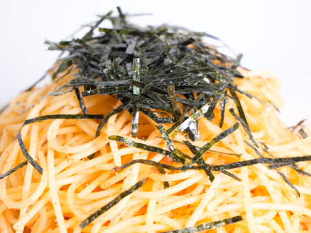 Japanese Cod roe spaghetti pastaの写真素材