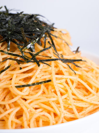 Japanese Cod roe spaghetti pastaの写真素材
