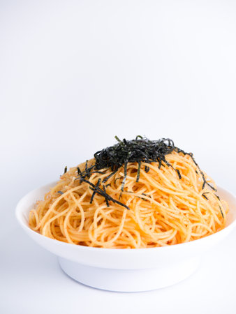 Japanese Cod roe spaghetti pastaの写真素材