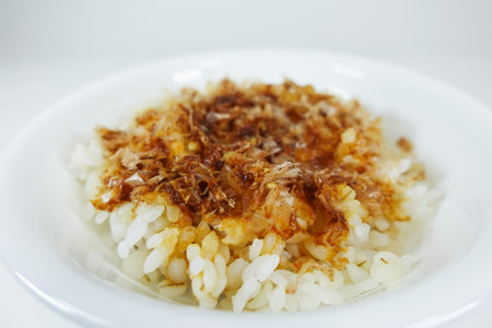Rice with bonito flakesの写真素材