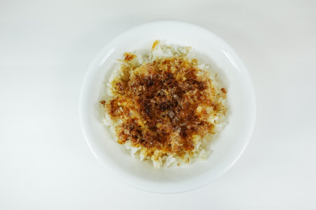 Rice with bonito flakesの写真素材