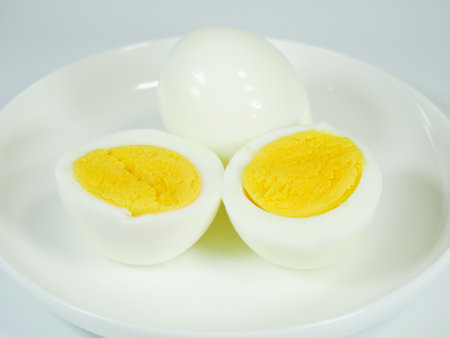 Boiled egg, close upの写真素材