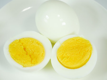 Boiled egg, close upの写真素材