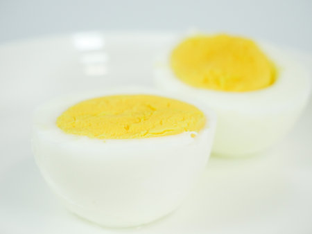 Boiled egg, close upの写真素材