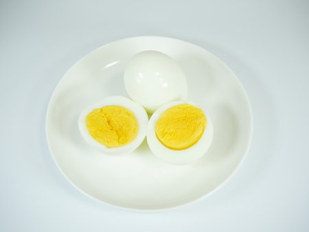 Boiled egg, close upの写真素材