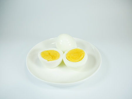 Boiled egg, close upの写真素材