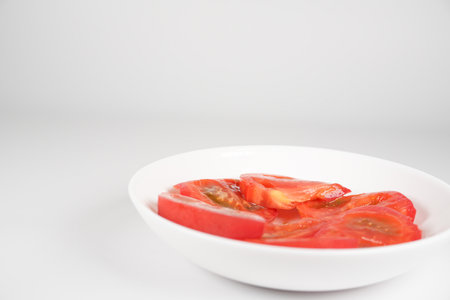sliced tomato cut upの写真素材