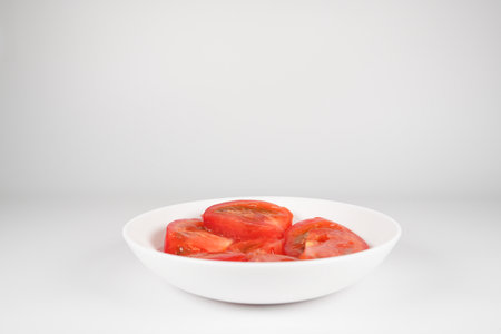 sliced tomato cut upの写真素材