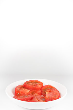 sliced tomato cut upの写真素材