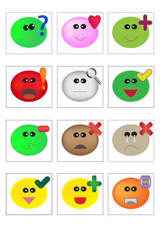 Illustration of face symbol and set of face icons のイラスト素材