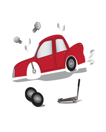 Change a car wheelのイラスト素材