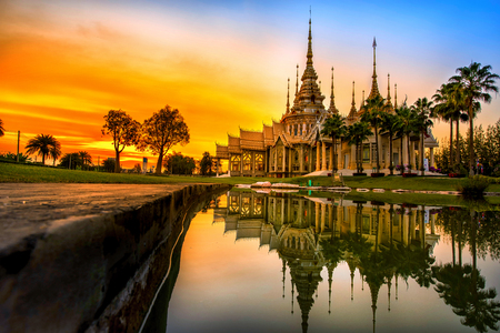 Unseen thai temple and sunset sky beautifulのeditorial素材