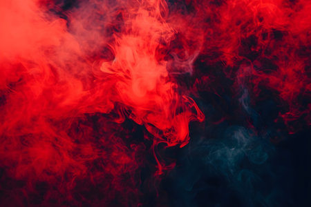 Red and blue cloud of smoke of vape on a black isolated background. Background from the smoke of vape