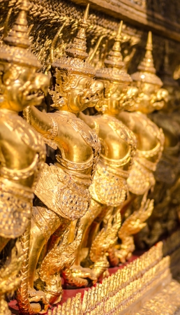 row of the garuda statues at Wat Pra Keawの写真素材