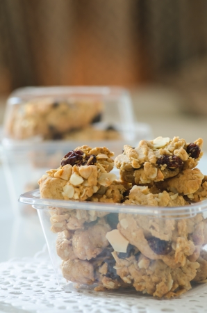 homemade cookies in the clear plastic boxの写真素材