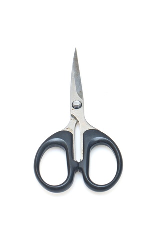 Rusted scissors isolated on white backgroundの写真素材
