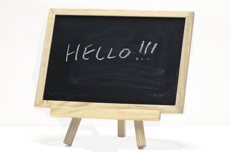 Hello handwriting on notice boardの写真素材