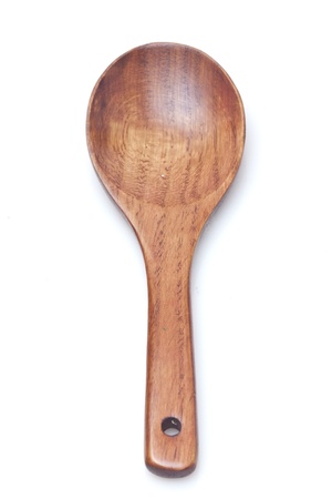 Wooden spoon isolated on white backgroundの写真素材