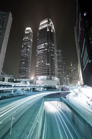 Busy traffic in downtown of Hong Kong, low saturation image. の写真素材