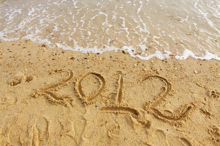 2012 handwritting on sandの写真素材