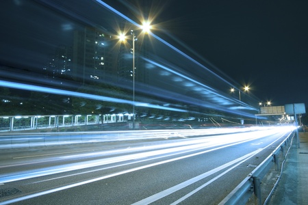 Traffic on highway of Hong Kong at nightの写真素材