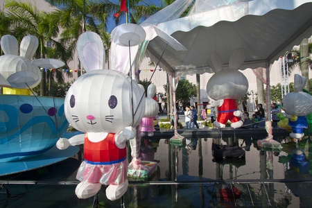 HONG KONG - SEPT 13; Mid-Autumn Lantern Carnival on 12 September; 2011 in Tsim Sha Tsui, Hong Kong. It is one of the celebration event in Mid-Autumn Festival this year.のeditorial素材