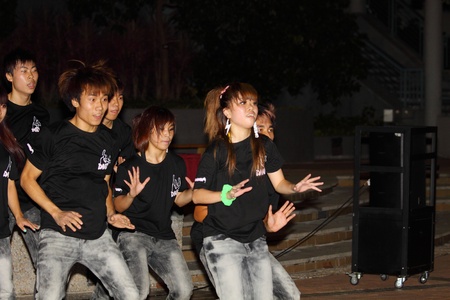 HONG KONG - 24 AUG, Lingnan University holds new student orientation every year to welcome freshmen on 24 August, 2011, Hong Kong. Dancing society gives a dancing performance. のeditorial素材