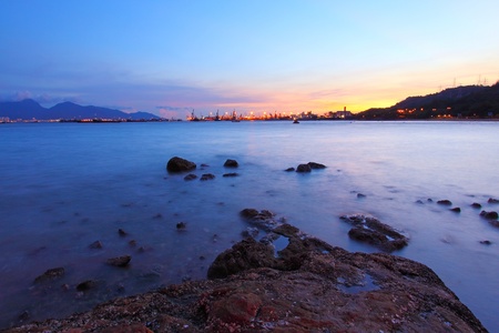 Sunset along the coast in Hong Kongの写真素材