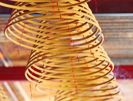 Incense coil in a Chinese templeの写真素材