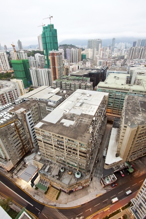 Hong Kong cityscape with crowded buildingsの写真素材