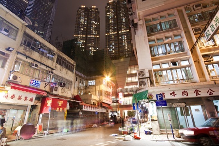 HONG KONG - JAN 27, Hong Kong downtown at night in Tsuen Wan, Hong Kong on 27 January, 2012.のeditorial素材
