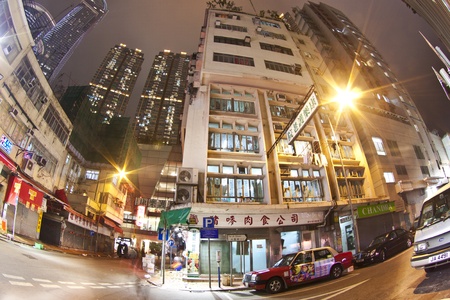 HONG KONG - JAN 27, Hong Kong downtown at night in Tsuen Wan, Hong Kong on 27 January, 2012.のeditorial素材