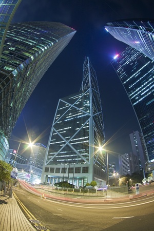 Modern cityscape with busy night trafficのeditorial素材