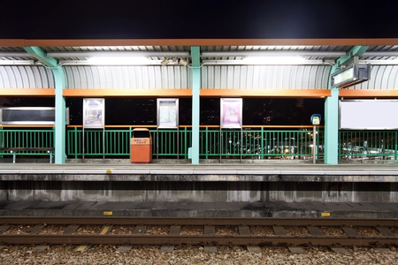Train station in Hong Kong at nightのeditorial素材