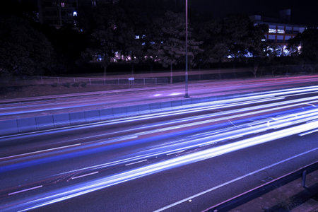 Traffic in highway of Hong Kong at night