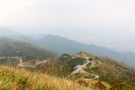 Mountains in Hong Kong at cloudy dayのeditorial素材