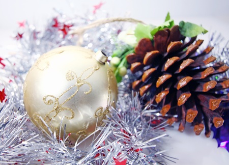 Christmas balls and decorationsの写真素材