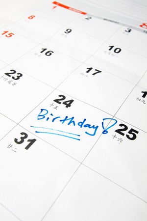 Birthday on calendarの写真素材