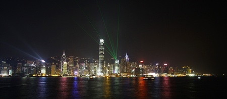 Hong Kong night view with a symphony of lightsの写真素材