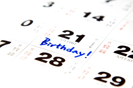 Birthday on calendarの写真素材