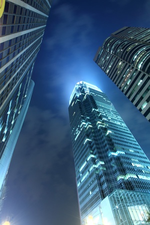 Modern skyscrapers at nightの写真素材