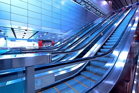Moving escalator in blurred motionのeditorial素材